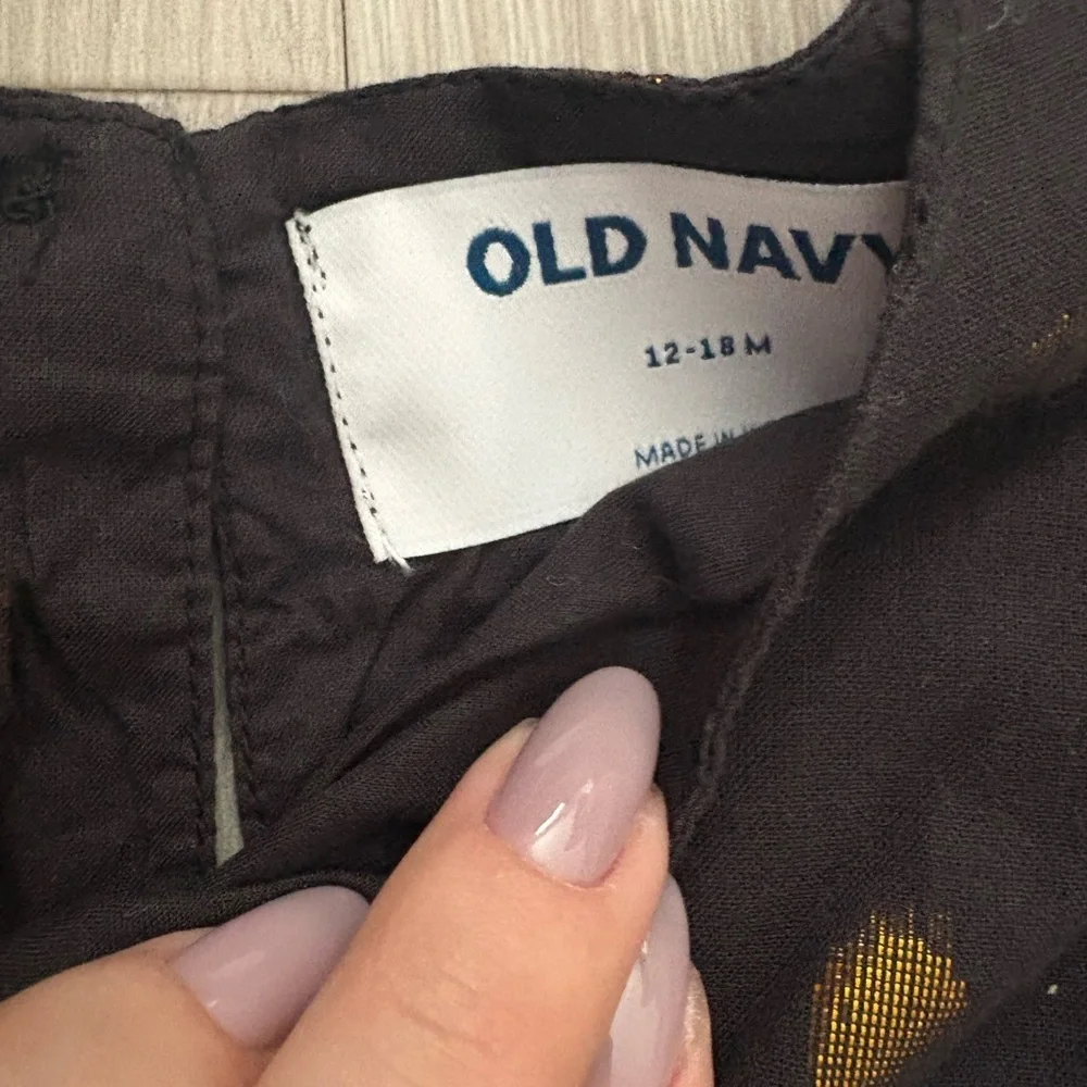 Old Navy Black Dress with Gold Polka Dots